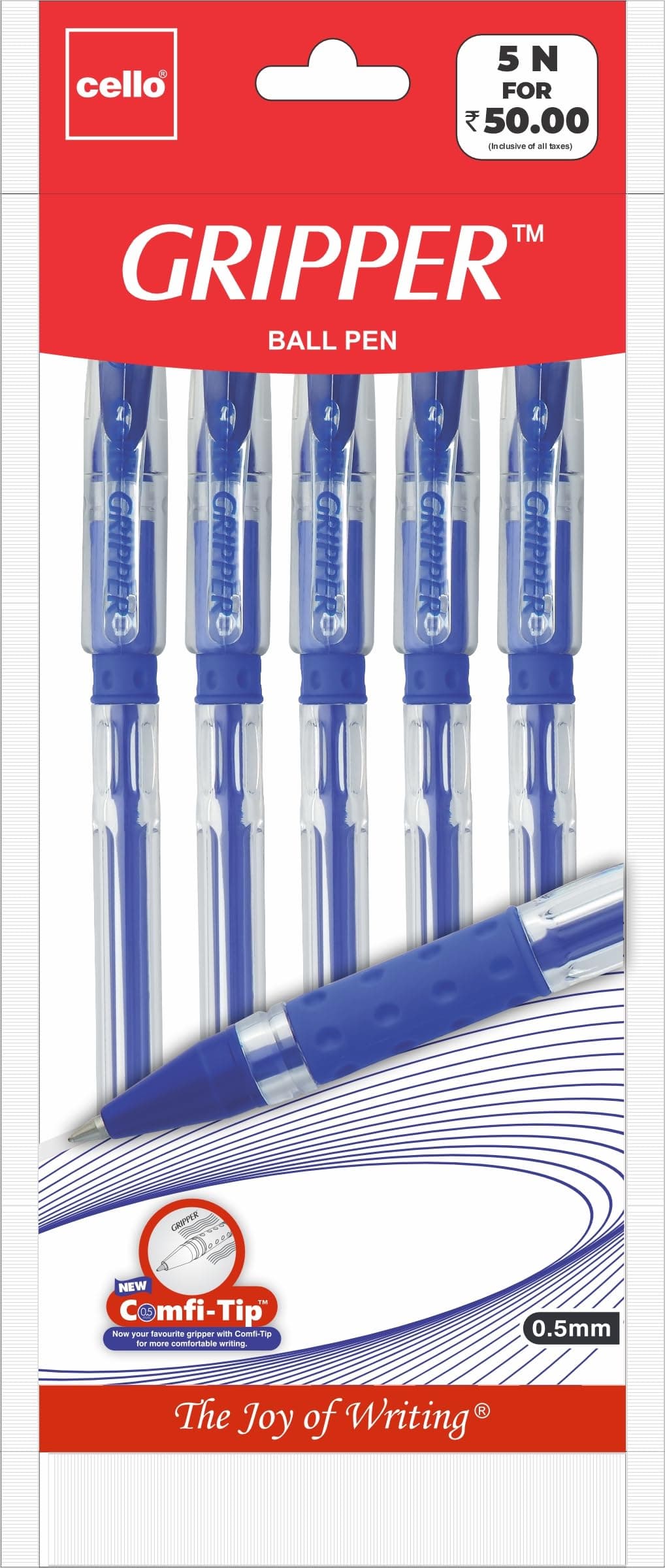 Gripper-1 Ball Pen, Blue - by Cello