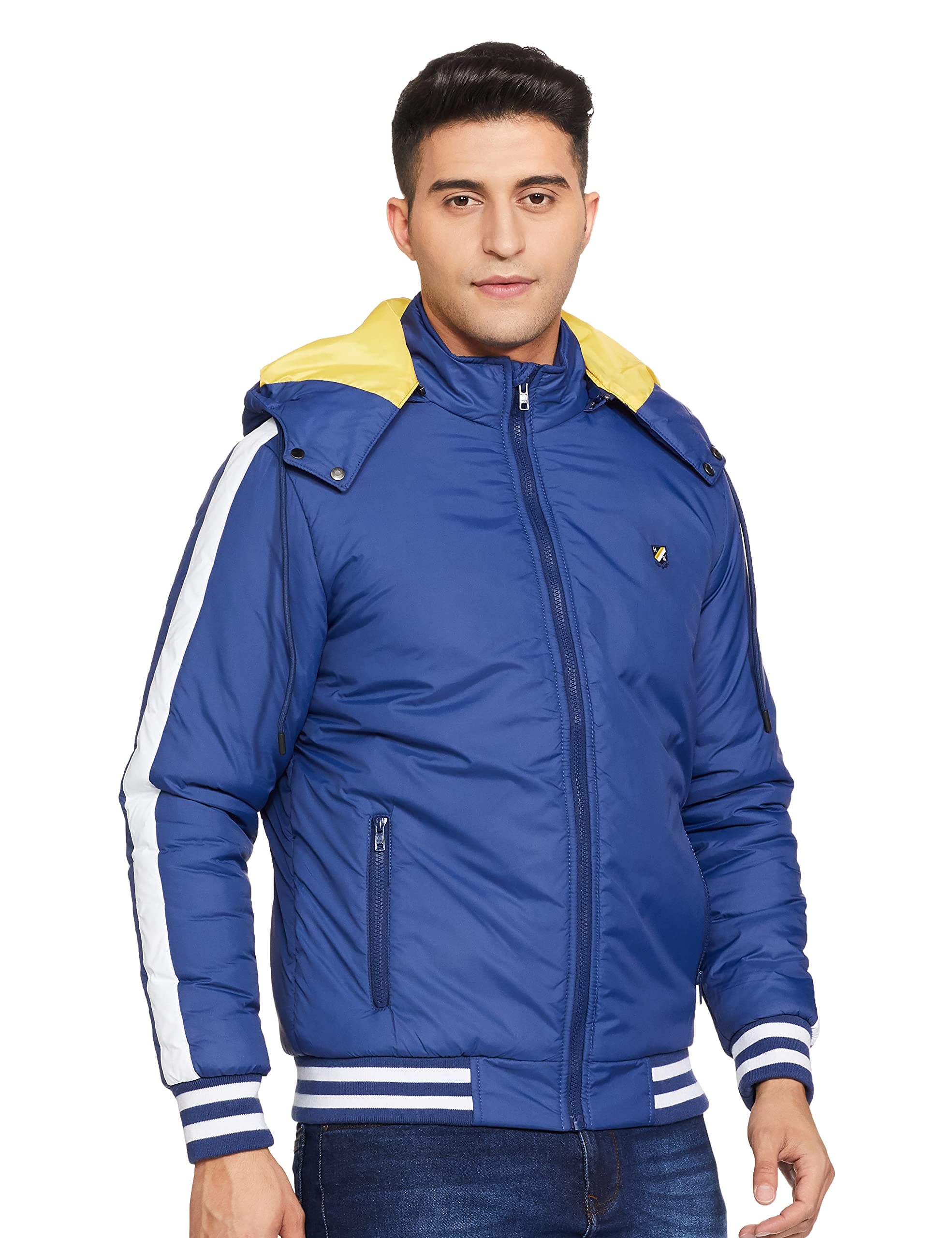 mens Quilted Hooded Bomber Jacket