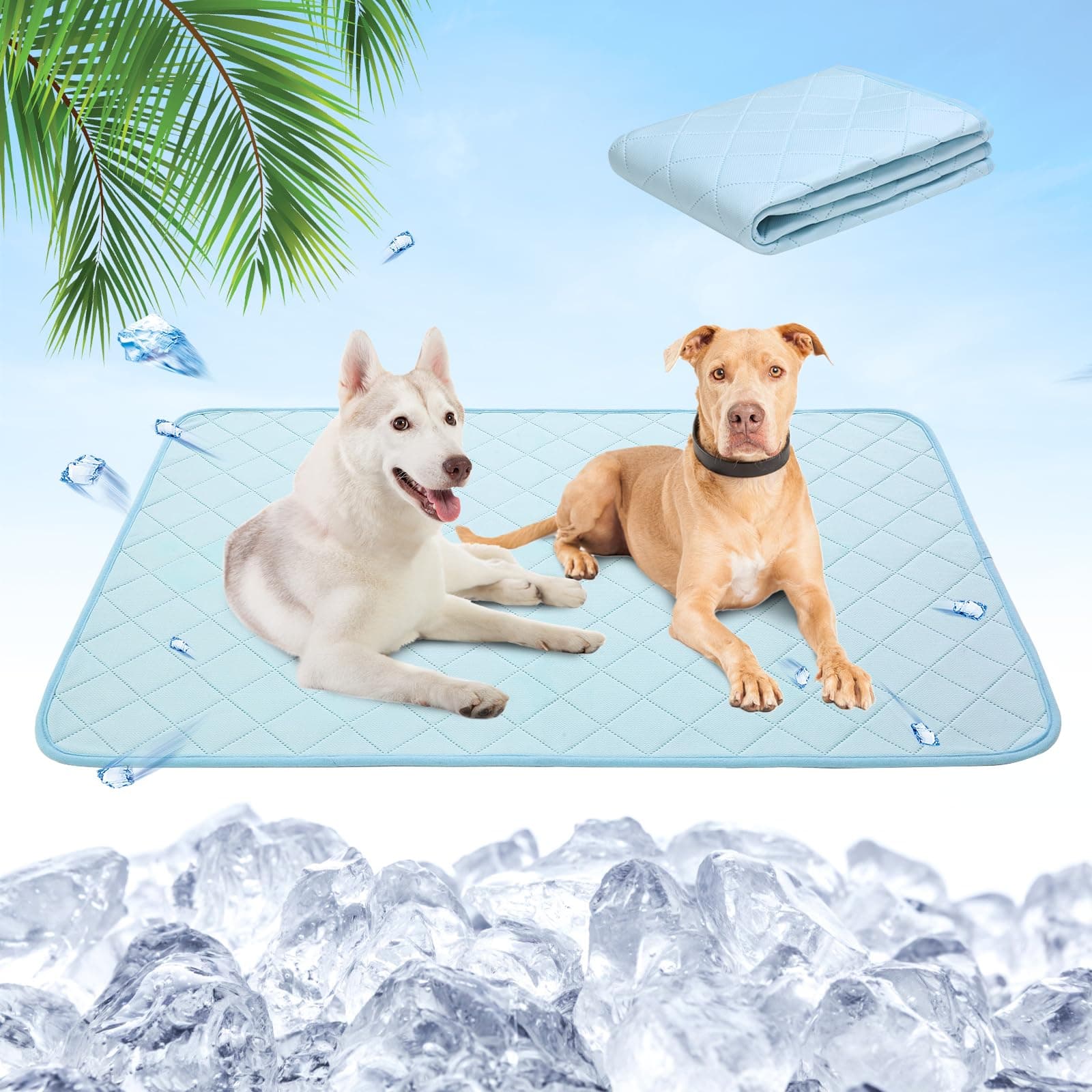 KOOLTAILDog Self Cooling Mat for Summer - Pet Sleeping Blanket Pad Kennel Reusable Washable Waterproof Breathable Dog Pee Pads, Easy Carry Mats for Crate Car Playpen,Green XL