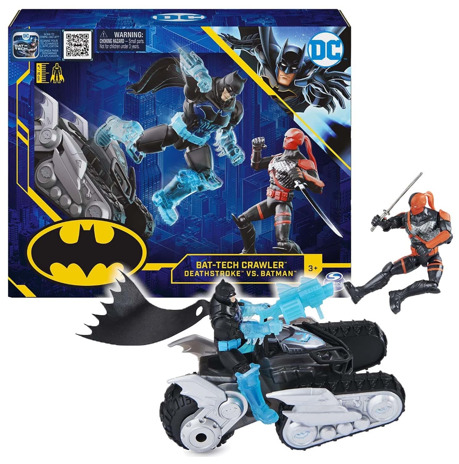 DC Comics Batman Bat-Tech Crawler Vehicle, Amazon Exclusive Batman and Deathstroke 4-inch Action Figures and Accessories (Only Available On Amazon)