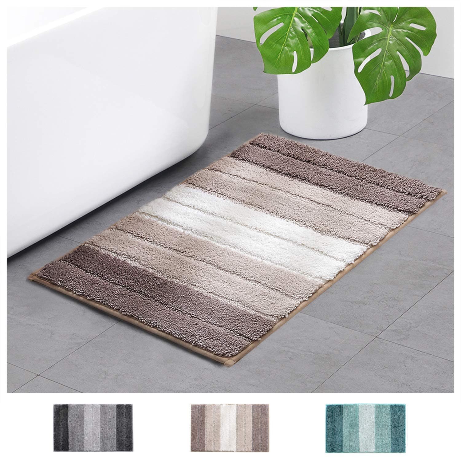 Bathroom Rugs Plush mat Polyester Microfiber Non-Slip,Soft,Absorbent and Machine (Brown Large, 20“×32”)