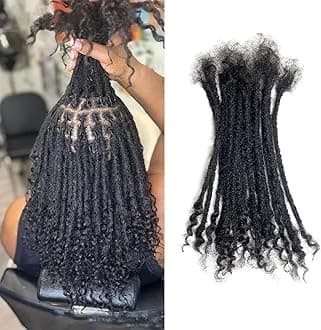 0.4cm Width Dreadlock Extensions 12 Inch 30 Strands 100% Permanent Loc Extensions Human Hair with Curly Ends Natural Black Curly Locs Human Hair Can Be Dyed Bleached Curled And Twisted