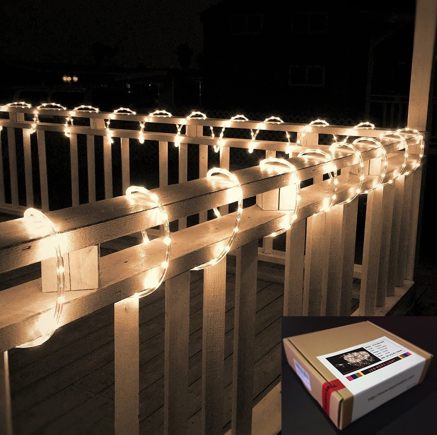 16.4FT, 12V, Warm White LED Flexible Rope Lights Kit for Indoor/Outdoor Lighting, Home, Garden, Patio, Shop Windows, Trees, New Year, Wedding, Party, Event, Boat, RV, Camping Car