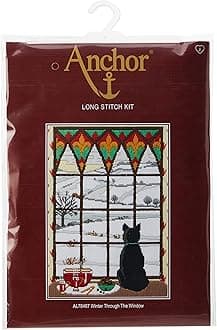Anchor AL78467 Long Stitch Kit: Winter Through The Window, Multi, 15 x 21cm