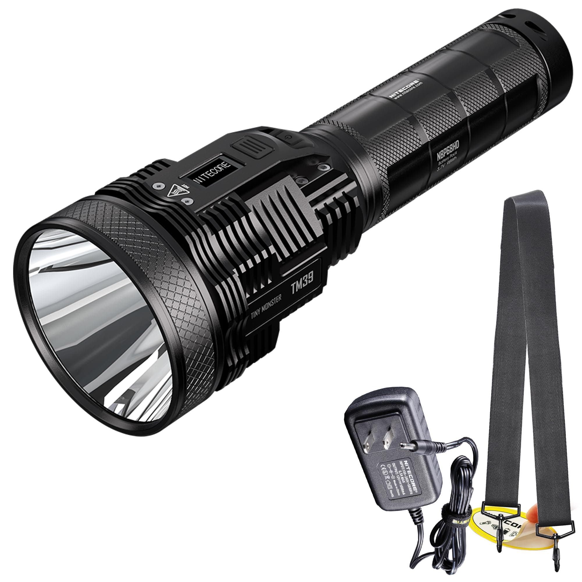 TM39 Extreme Long Throw Flashlight, 5200 Lumen LED High Lumen 1640 Yard Beam Rechargeable with Digital Display
