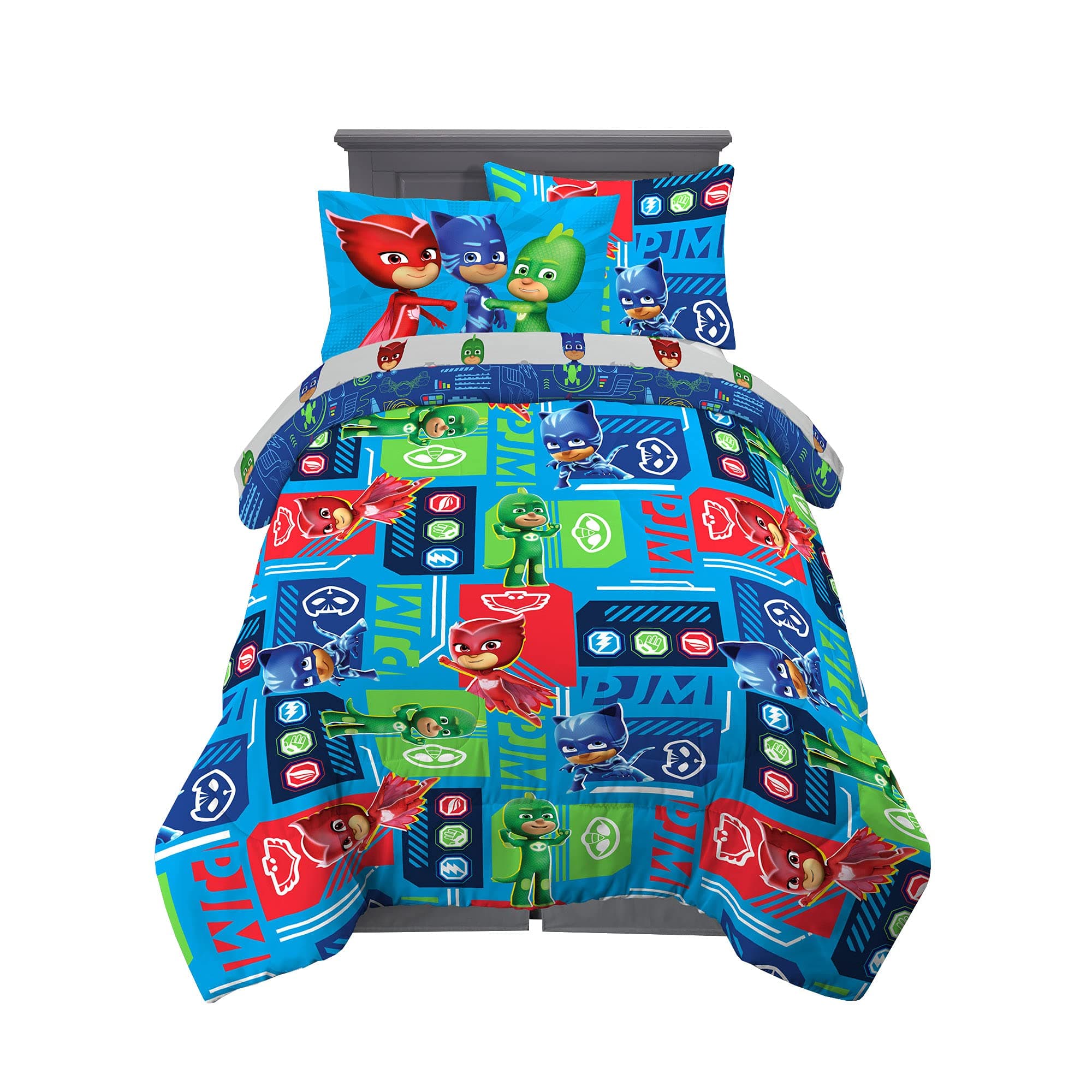 Kids Bedding Super Soft Comforter and Sheet Set with Sham, 5 Piece Twin Size, PJ Masks