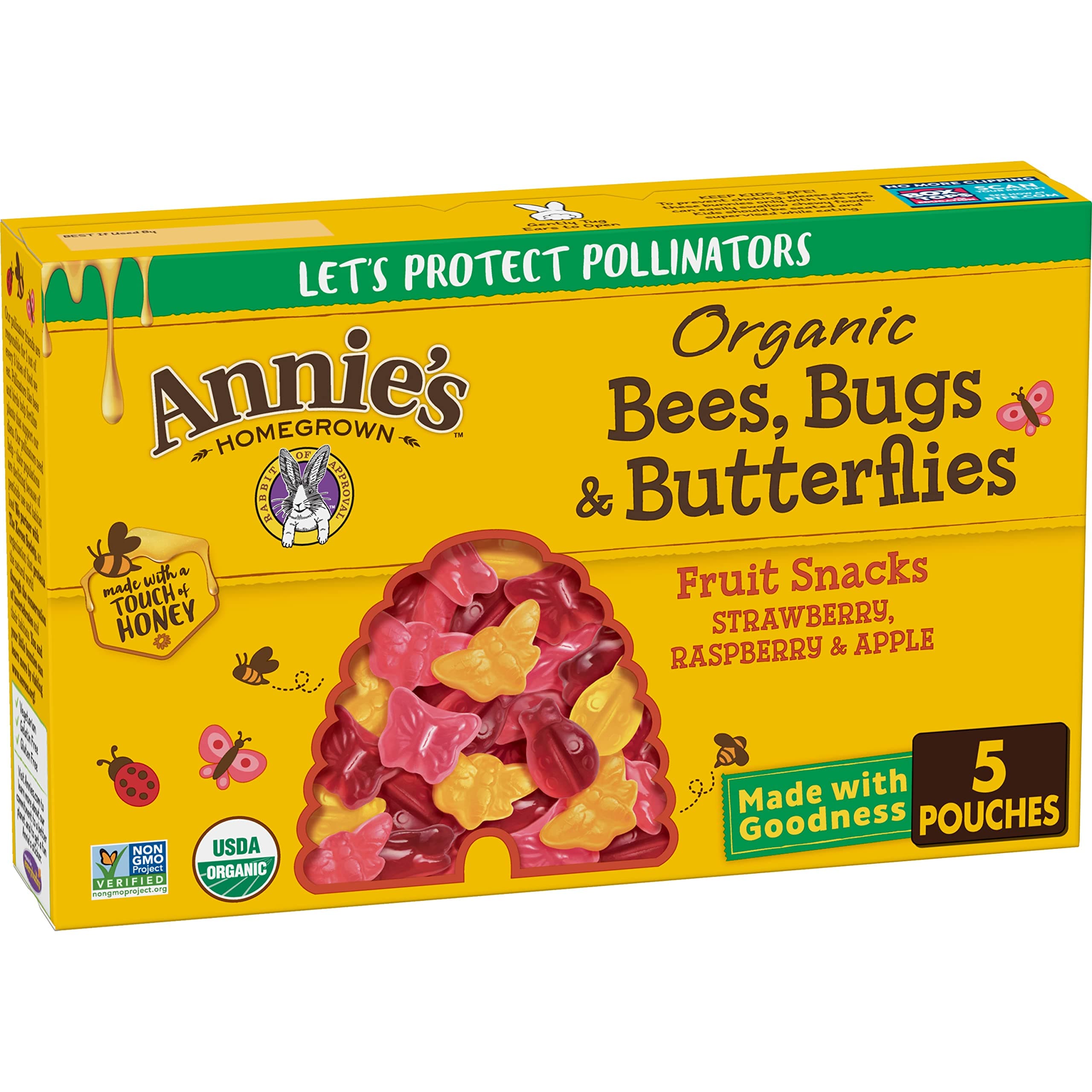 Annie's Homegrown Homegrown Bees Bugs, & Butterflies Fruit Snacks, 4 oz