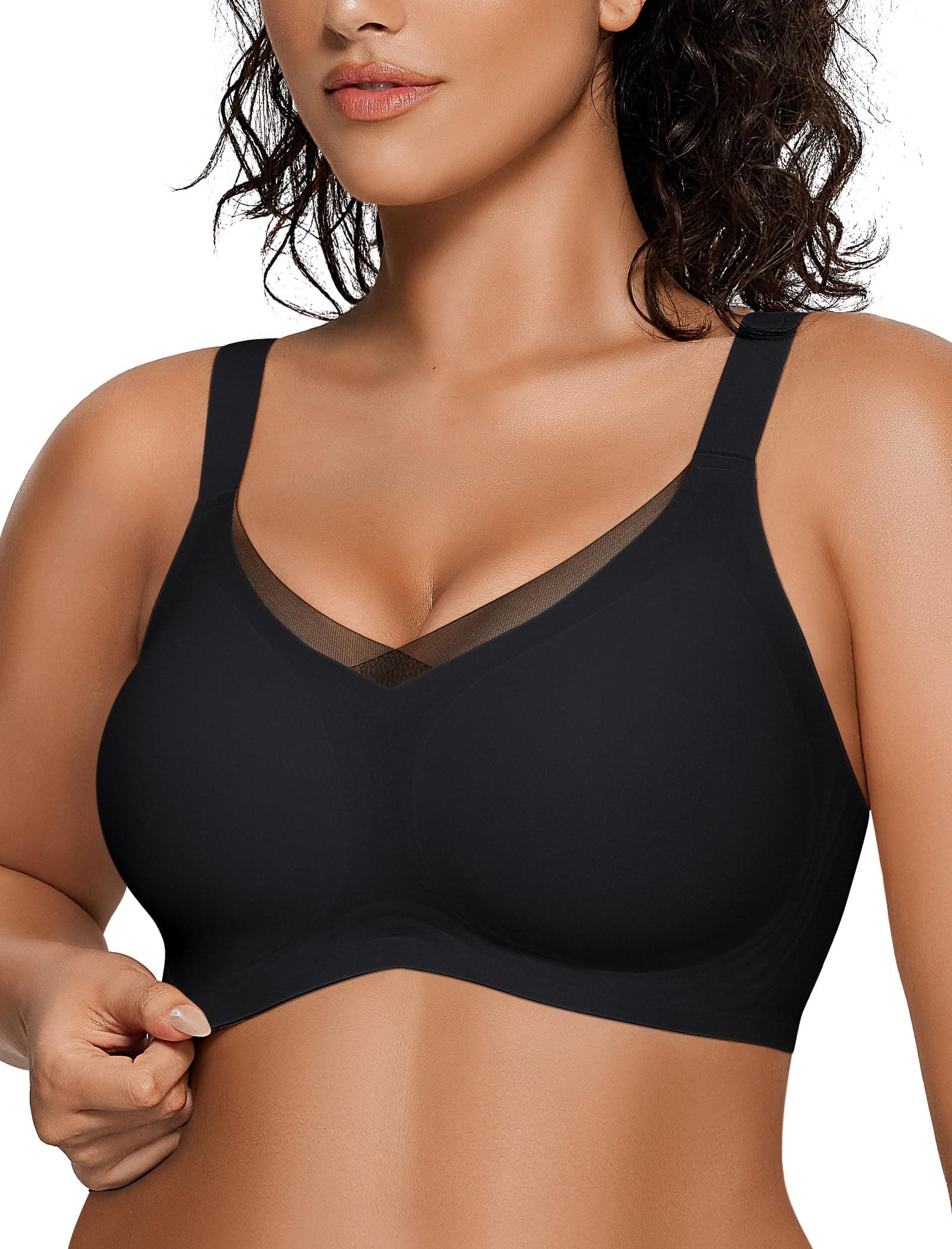 Womens Wireless Jelly Bras V Mesh Comfortable Bralette Supportive Tshirt Bra No Underwire Seamless Push Up Everyday Bras