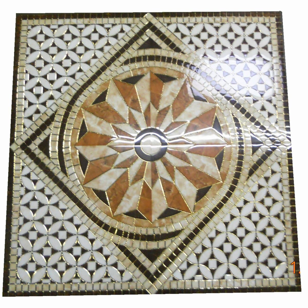 48" Porcelain Tile Art Floor Medallion Squear Shape