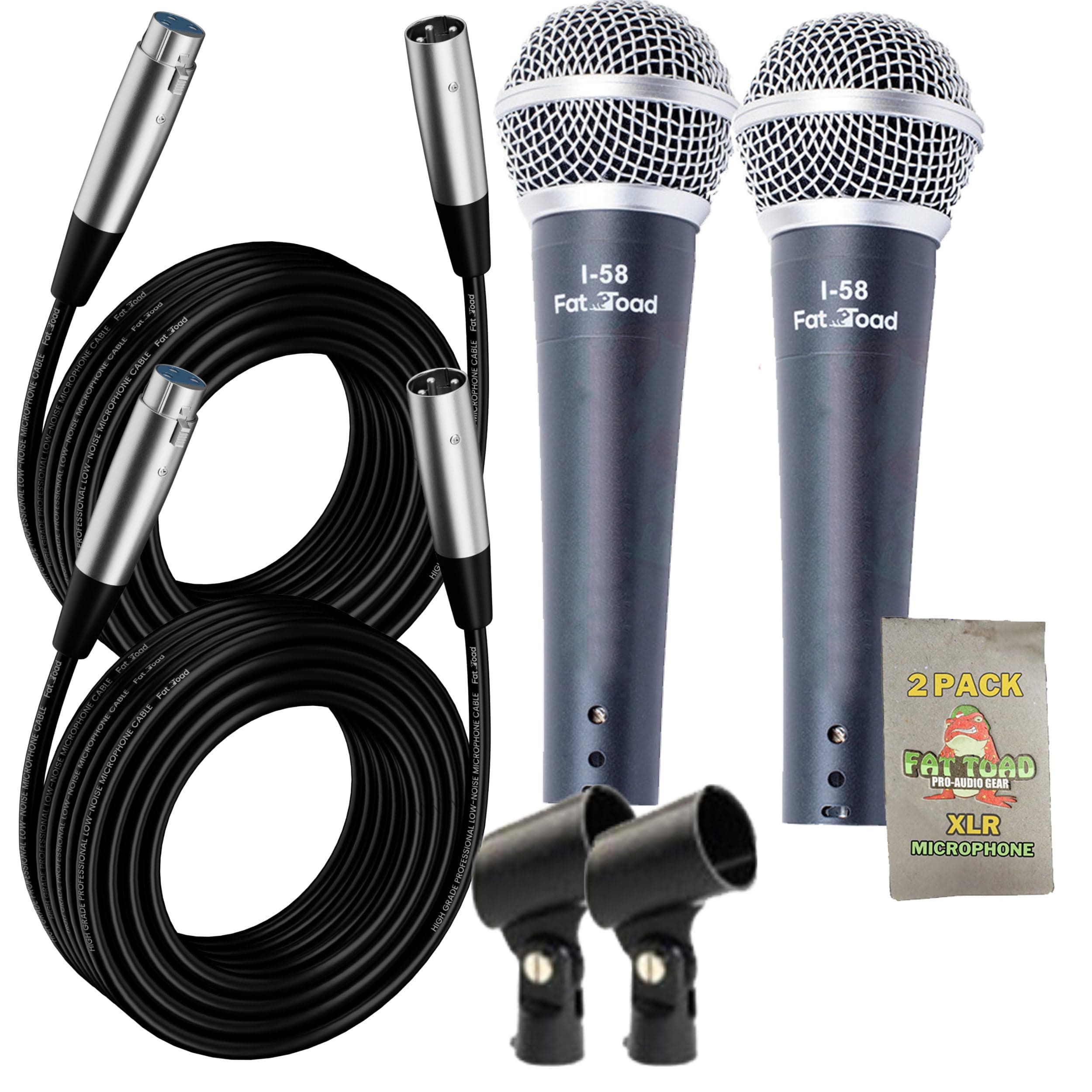 Handheld Dynamic Mics (Live ResponsePRO Edition) 2-Pack – Cardioid Vocal Microphones with Clips for DJ Karaoke, Studio Recording & Instruments