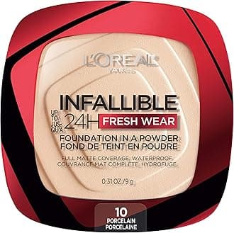 Makeup Infallible Fresh Wear Foundation in a Powder, Up to 24H Wear, Waterproof, Porcelain, 0.31 oz. (Packaging May Vary)