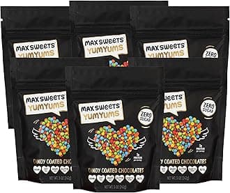 - Max Sweets Dark Chocolate YumYums - Delicious Sugar Free Candy Ideal for Keto, Gluten Free, Diabetic, Low Carb, No Sugar Diets - Vegan Chocolate with Candy Coating - 6 Pack