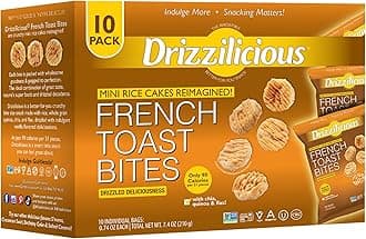Mini Flavored Rice Cakes French Toast - Rice Crisps, Healthy Snack for Adults and Kids, Vegan, Gluten Free Snack, Allergen Free, Only 90 Calories Per Bag - .74 oz (Pack of 10)