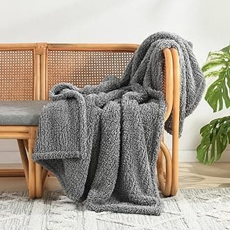 HORIMOTE HOME Ultra Soft Cozy Sherpa Throw Blanket, Grey Pattern Reversible, Light Weight Warm Decorative Boho Style Throw Blanket Cover for Sofa, Couch, Bedroom,Travel, Outdoor,60”x80”