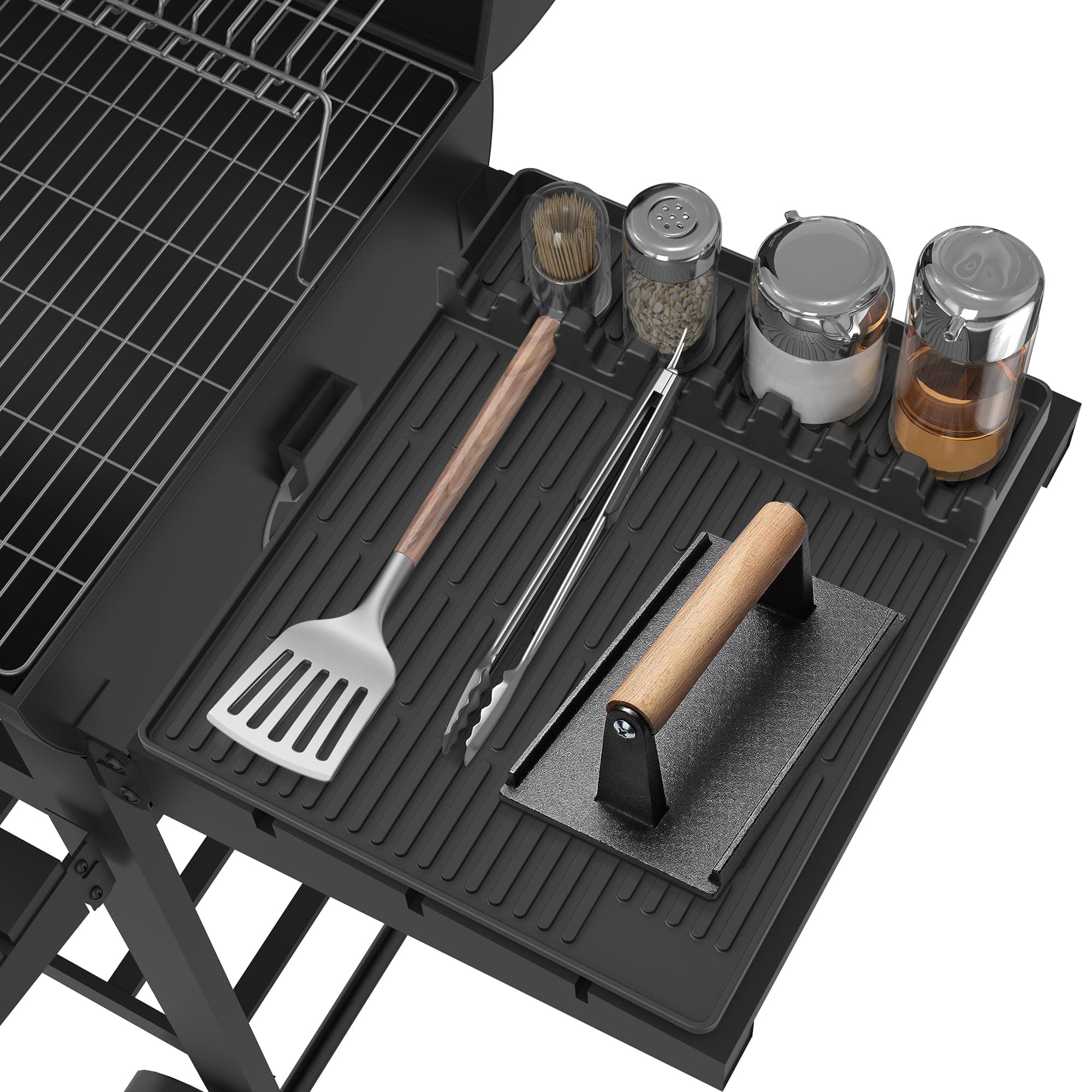 Silicone Griddle Tools Mat for Blackstone- Large Silicone Spatula Mat with Drip Pad - Griddle Mat Barbeque Grill Accessories - Side Shelf Mat Grill Pad for Outdoor Grill Kitchen Countertop(black)