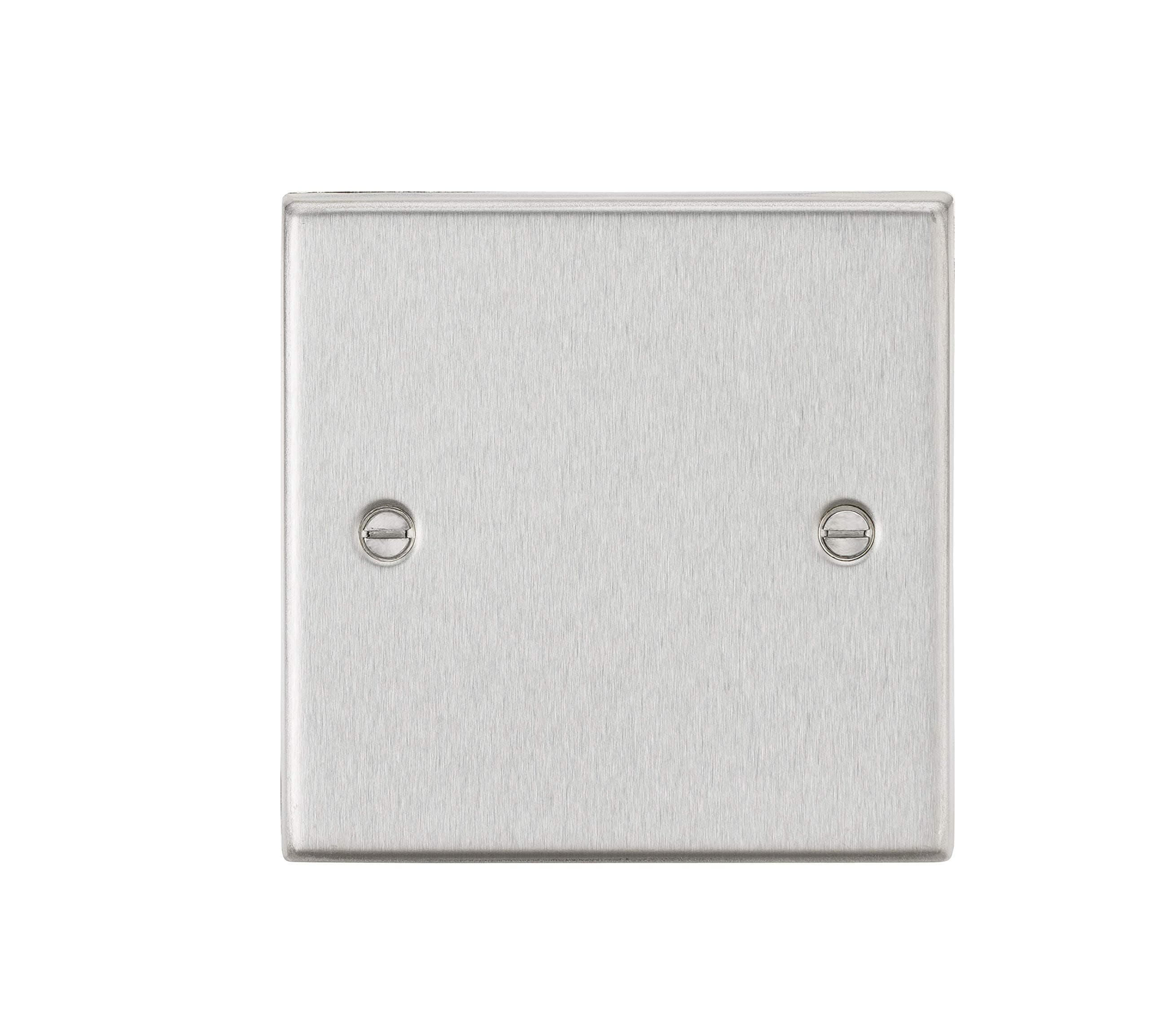 1G Blanking Plate - Square Edge Brushed Chrome