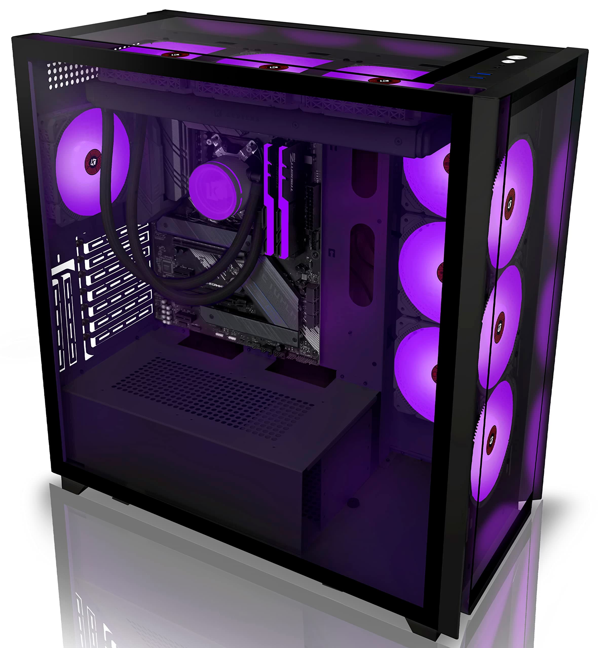 KEDIERS PC Case - C700 E-ATX Tower 3*Tempered Glass Gaming Computer Case with 10 ARGB Fans，black