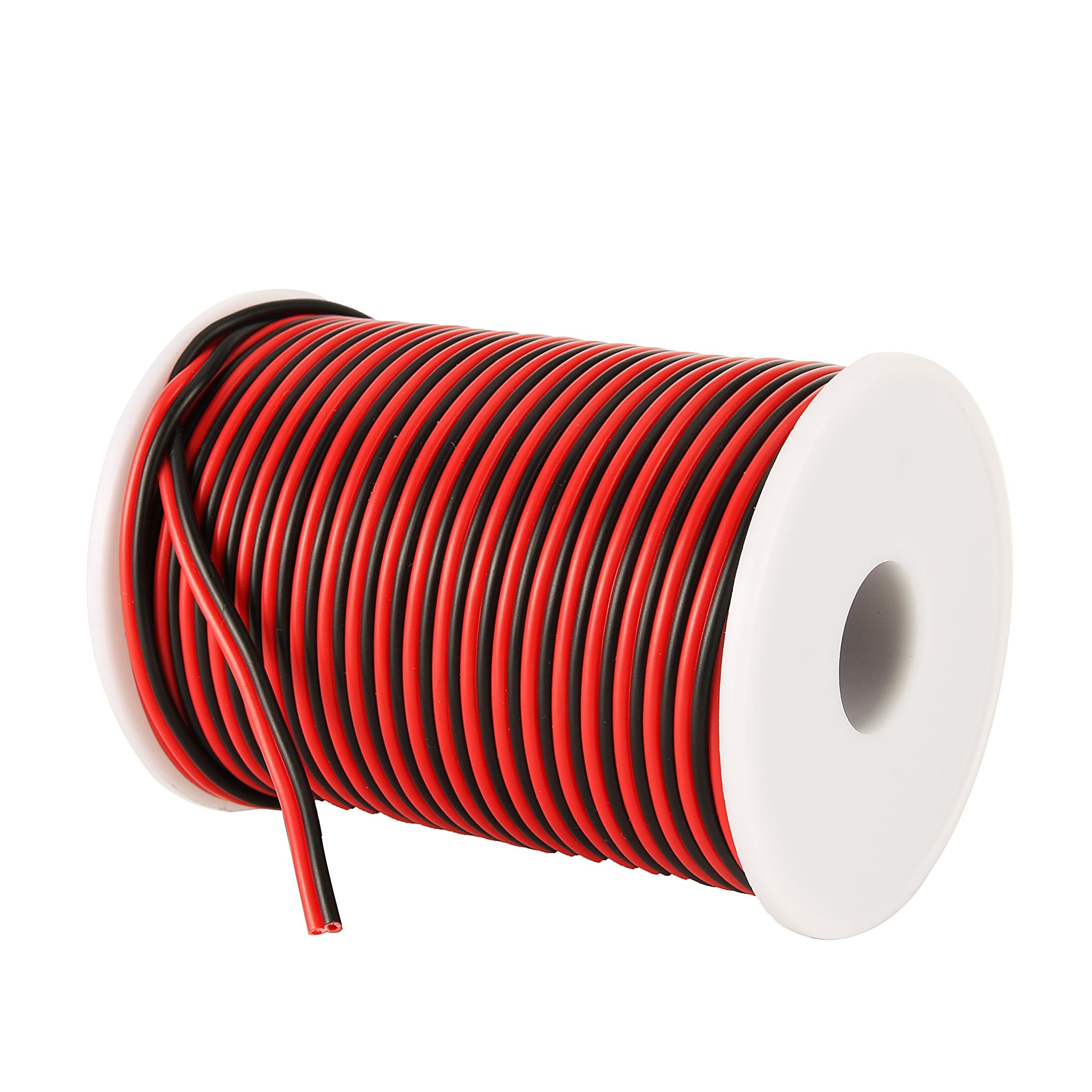 C-able 31M 100FT 18 AWG Gauge Electrical Wire Hookup Red Black Copper Stranded Auto 2 Wire Low Voltage 12v DC Wire for Single Color LED Strip Extension Cable Cord Spool