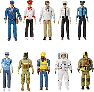 Beverly Hills Doll Collection Sweet Li’l Family Dollhouse Figures - Firefighter, Police Officer, Doctor and More, Set of 10 Action Figure People Doll House Set, Pretend Play for Kids and Toddlers