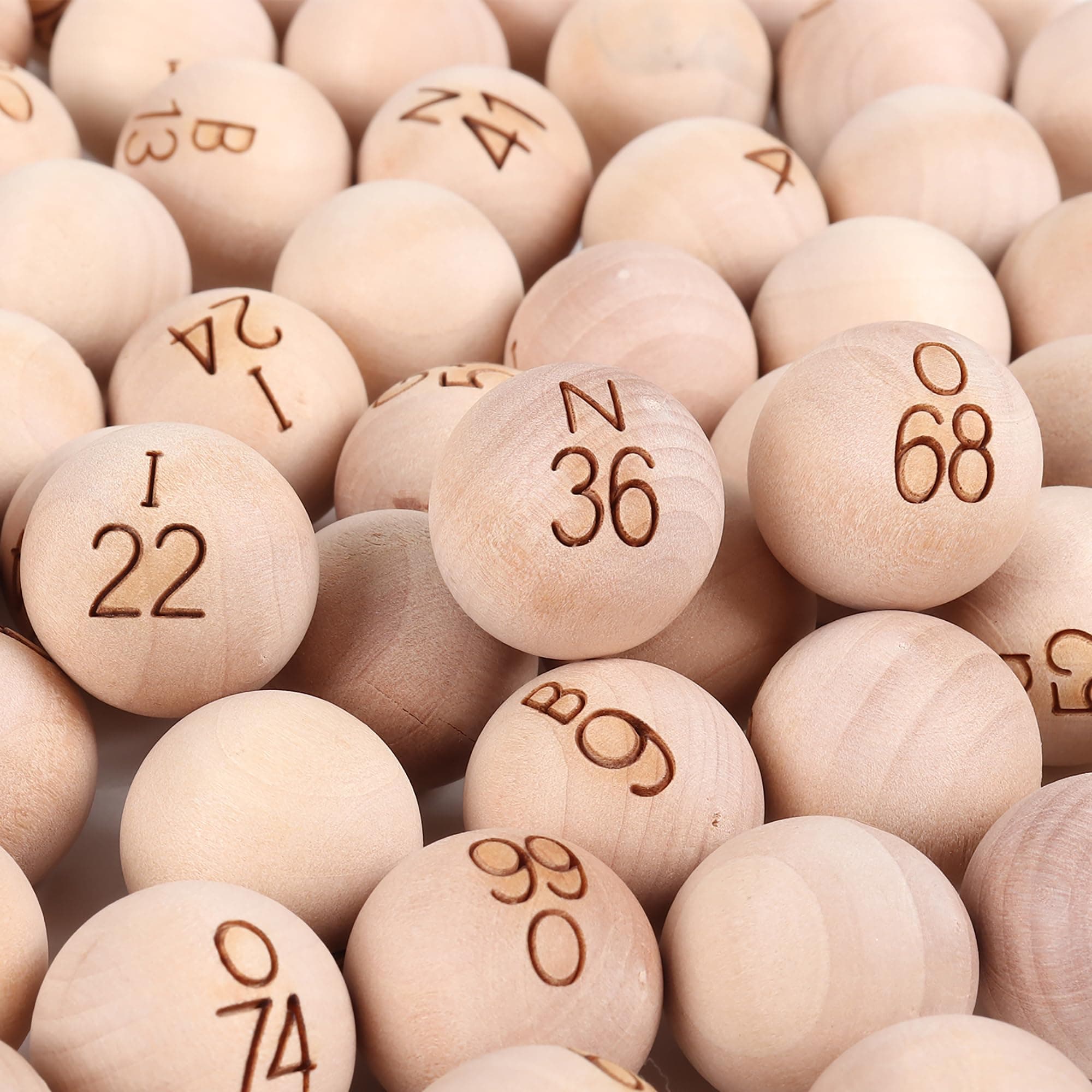 7/8-Inch Bingo Balls, Solid Wooden Replacement Bingo Game Balls for Parties, Prize Raffles