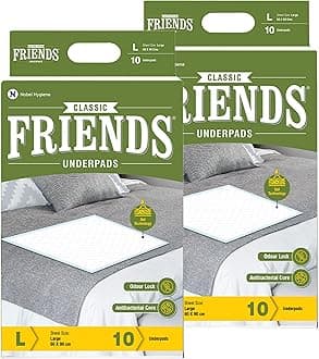 Friends Classic Disposable Underpads,Soft & Super Absorbency - 60x90 cm (Pack of 2) unisex