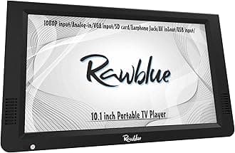 Rawblue 10 Inch Portable Digital ATSC TFT HD Screen Freeview LED TV for Car,Caravan,Camping,Outdoor or Kitchen.Built-in Battery Television/Monitor with Multimedia Player Support USB Card