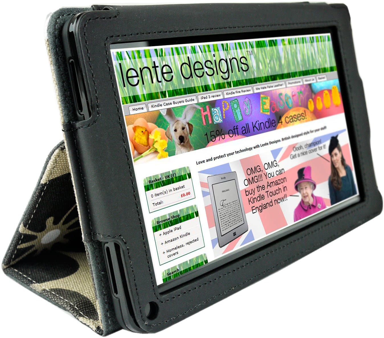 Amazon Kindle Fire (NOT the HD) cover / case in 'Grey Flowers' design