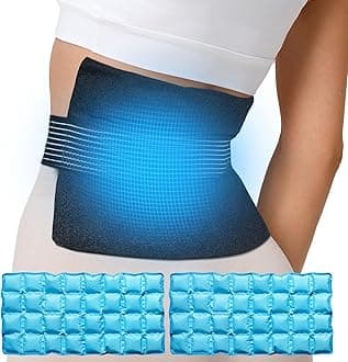 Koonie 2 Extra Large Ice Pack for Back Pain Relief with Extension Strap, Cold and Hot Packs for Injuries, Reusable Lower Back Ice Pack Wrap for Lumbar Surgery, Sciatica, Herniated Disc, Coccyx Pain