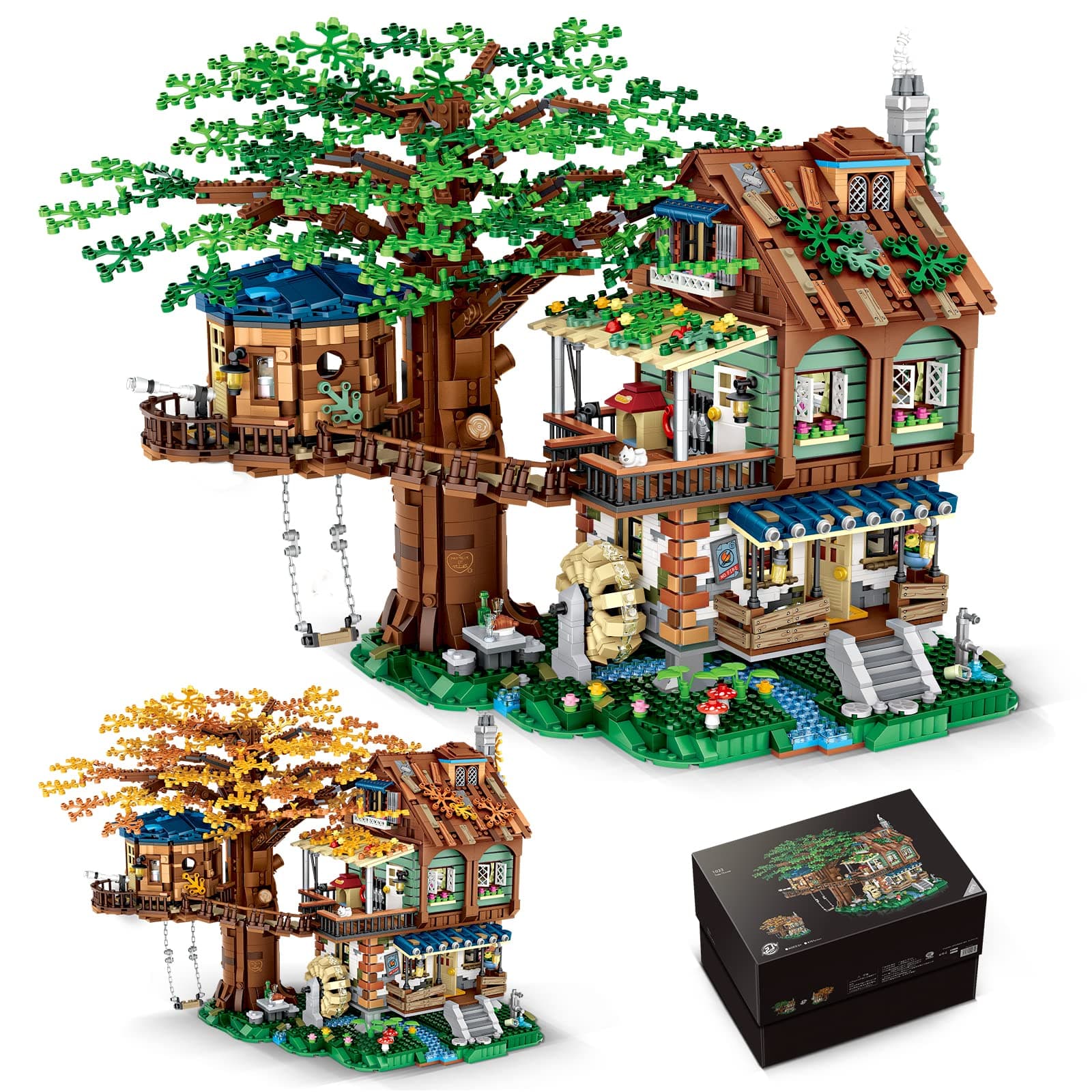 Idea Tree House Bricks Model Toys Set, Forest House Building Blocks Street View Sets, for Adults Ages 14+ Tree House Display 4761 PCS