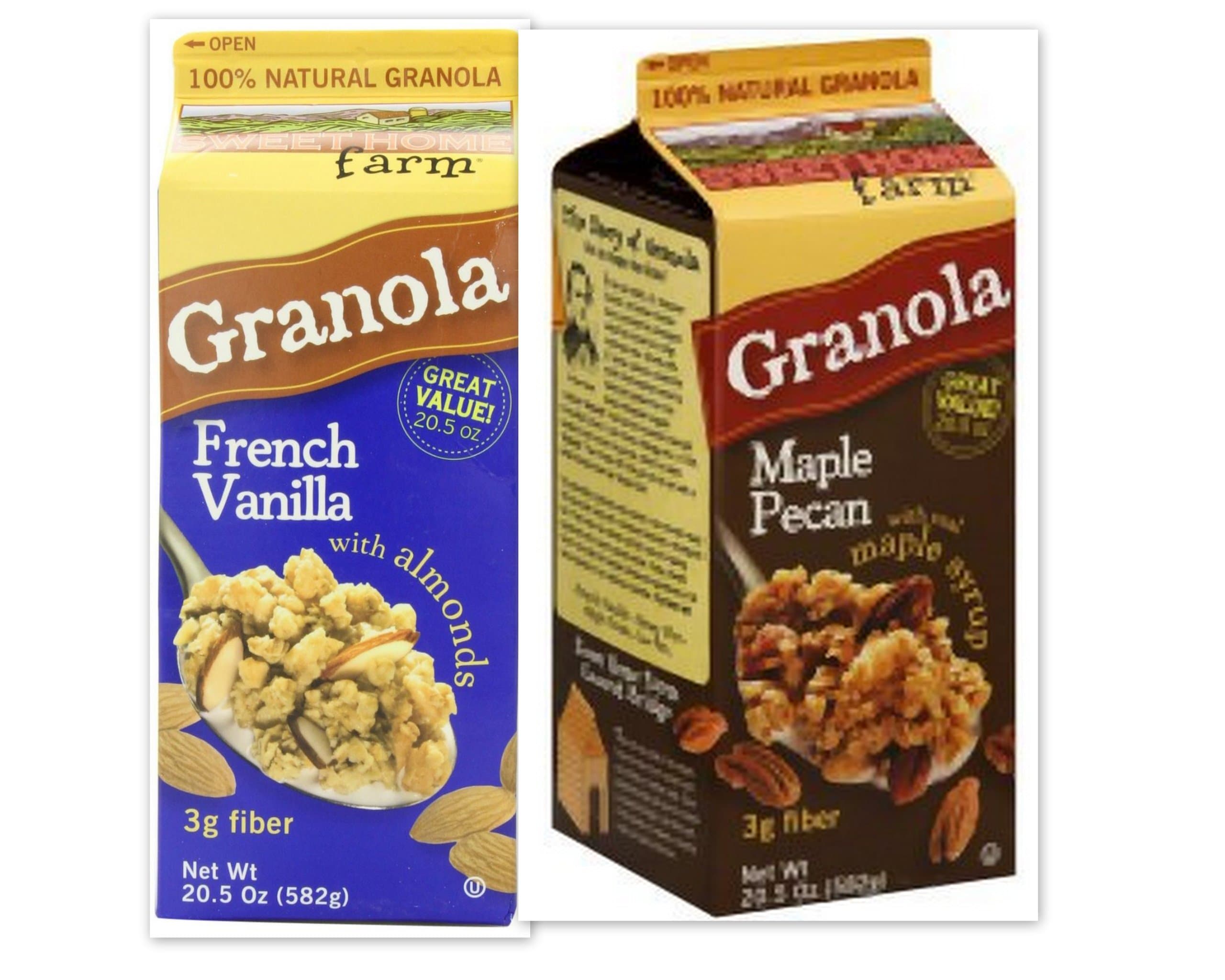 Sweet Home Farm Variety Bundle, 20.5 oz (Pack of 2) includes 1-Pack of French Vanilla Granola With Almonds + 1-Pack of Maple Pecan with real maple syrup