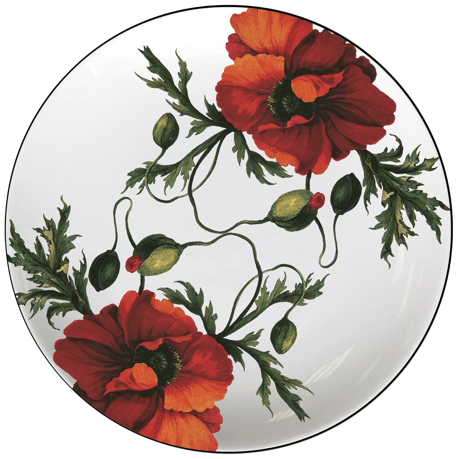 4 Count Melamine Canape Plate Boxed Set, Red Papaver