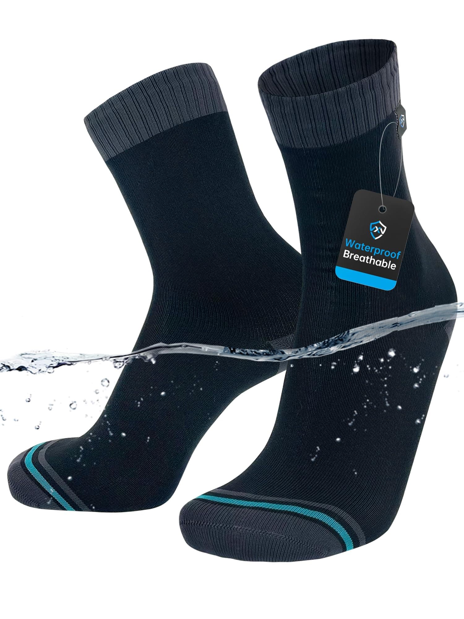 Waterproof Everyday Socks - Breathable Membrane, Quarter Crew Length for Walking, Commuting & All-Weather Comfort
