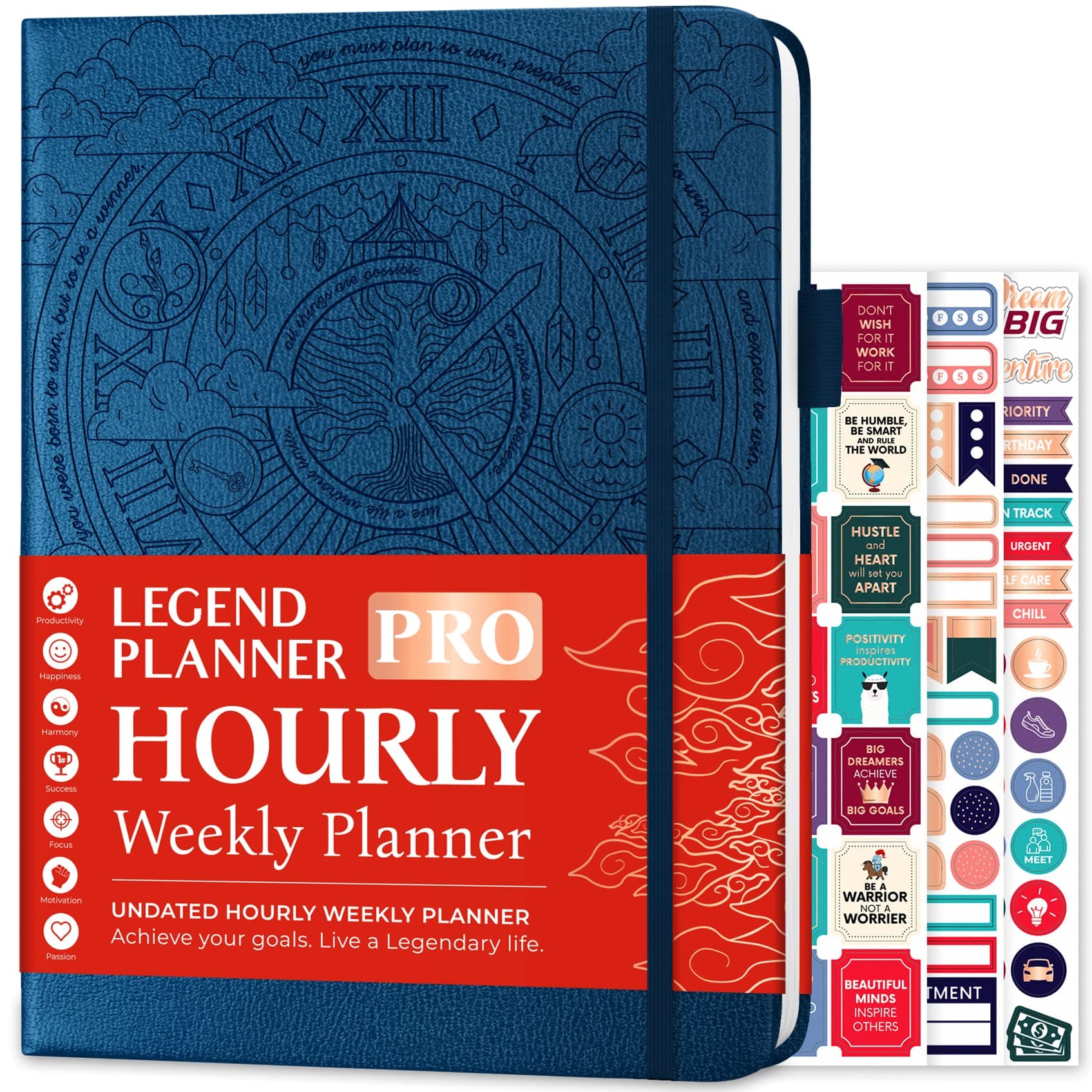 Legend Planner PRO Hourly Schedule - Weekly & Daily Organizer with Time Slots. Appointment Book Journal for Work & Personal, A4 (Mystic Blue)