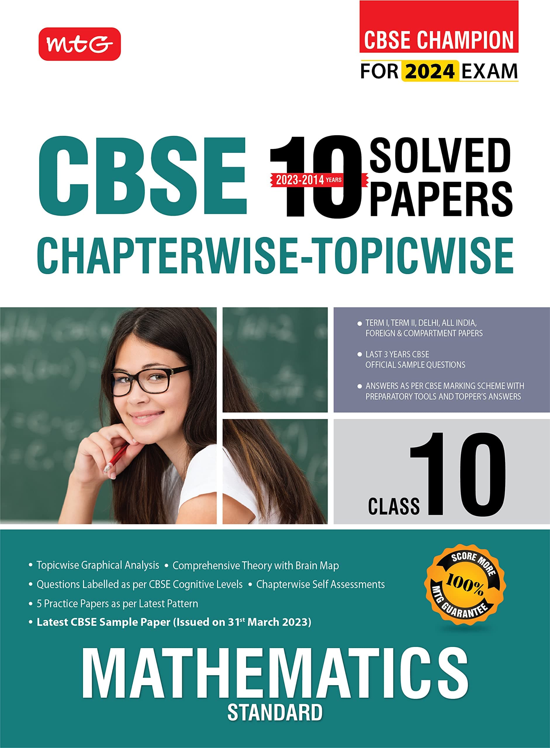 MTG CBSE 10 Years Chapterwise Topicwise Solved Papers Class 10 Mathematics Standard Book - CBSE Champion For 2024 Exam| CBSE Question Bank With ... Pattern) [Paperback] MTG Editorial Board Paperback – 10 March 2023