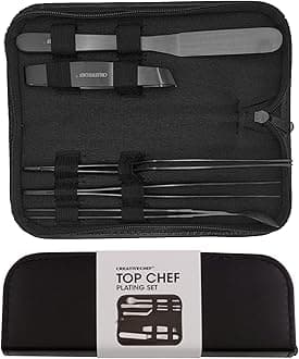 Professional Chef Plating Kit, 5 Piece Culinary Plating Set, Silver, Stainless Steel (5 Piece, Silver) (Black)