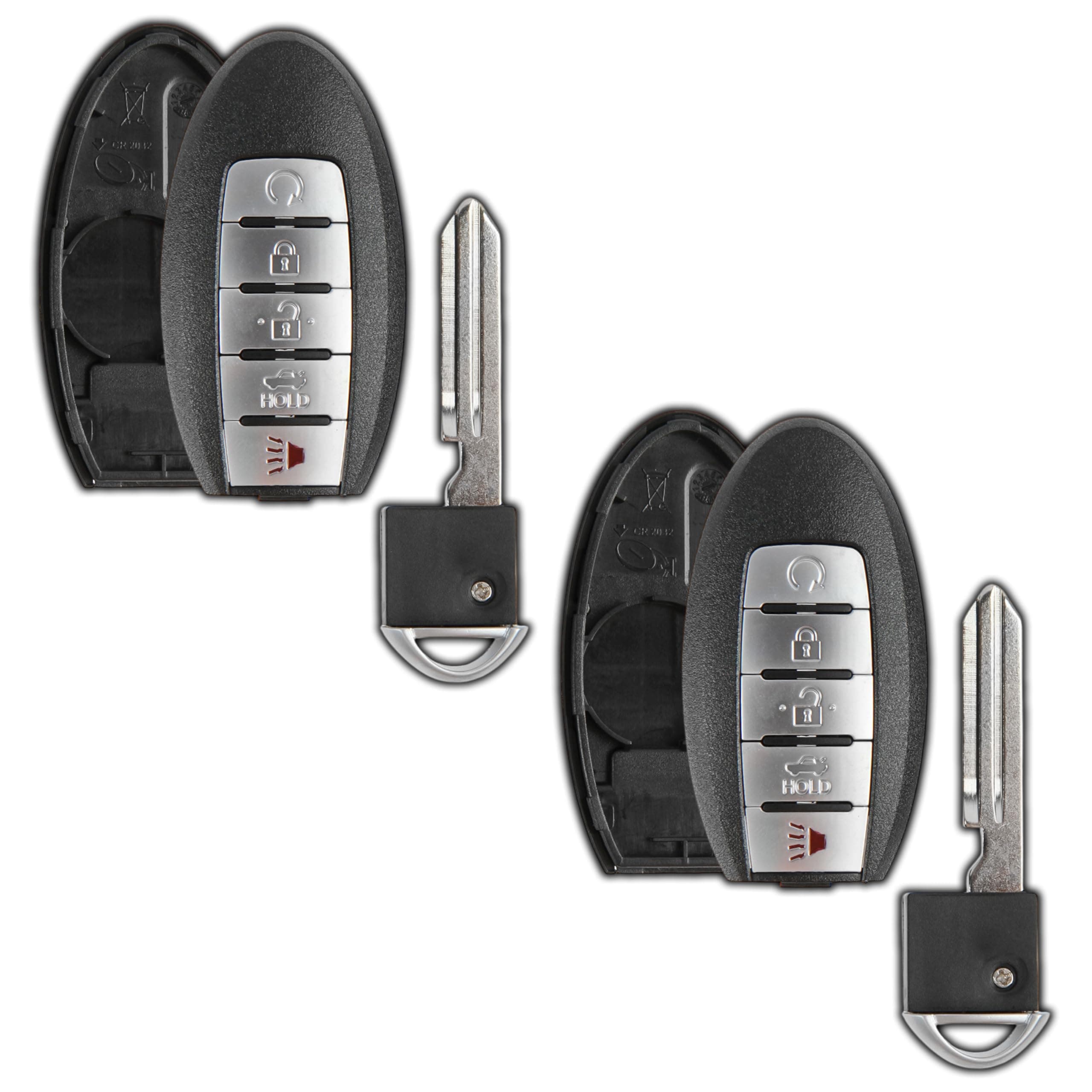 2X KeylessOption Key Fob Cover Case Replacement for 2013 2014 2015 Nissan Altima Maxima Remote Shell, 5-Button KR5S180144014, 7812D-S180014, No Programming Required