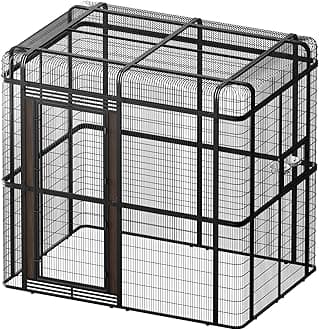 Outdoor Large Walk-in Cage 87-inch Heavy Duty Bird Cage Carbon Crystal Board Aviary Parrot Cage Wide Flight Metal Birdcage for Macaw Budgie Conure Lovebird Parakeet Cockatiel, 7.22x5.25x6.8ft, Black
