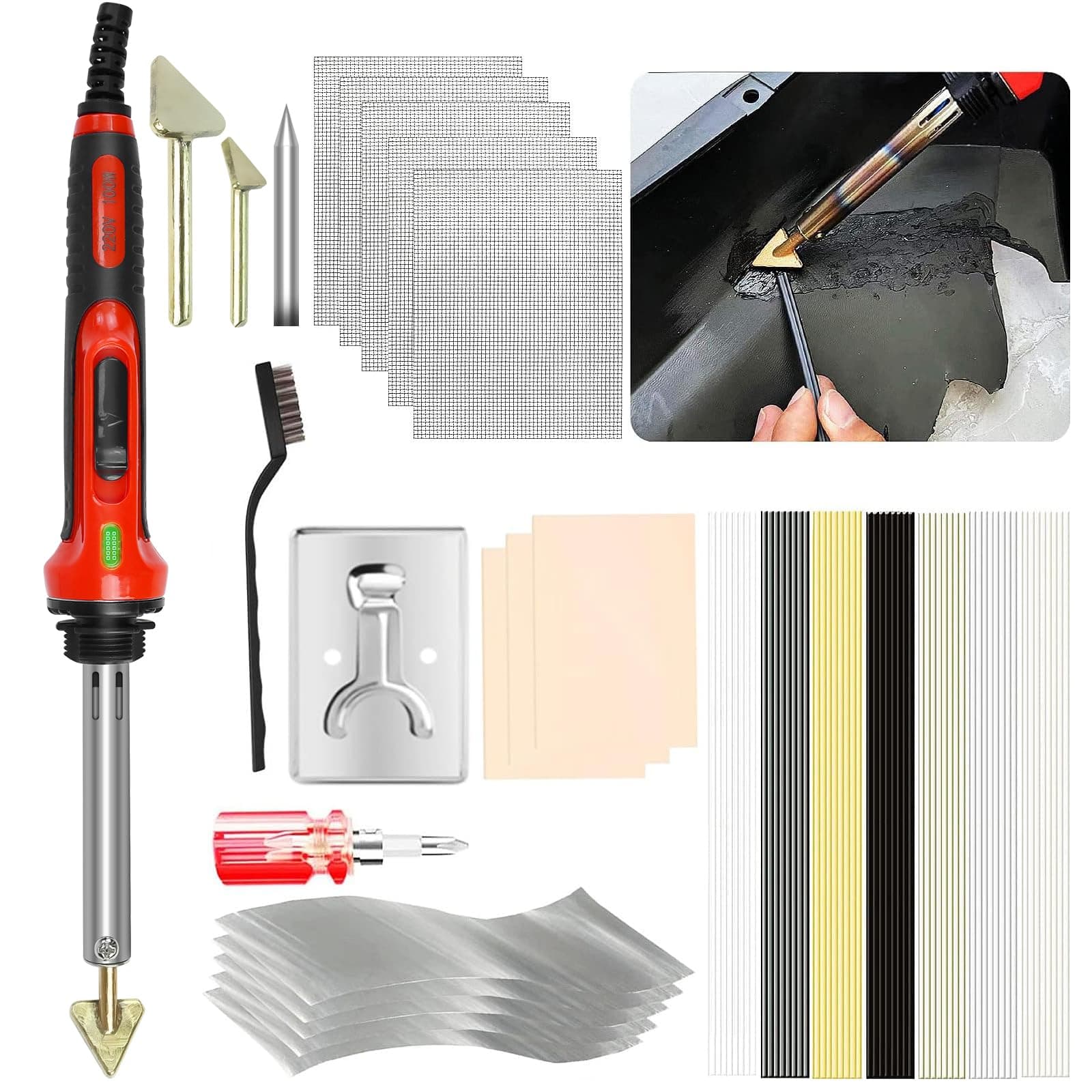 100W Portable Plastic Welding Kit, plastic Surface Repair Tool, PVC repair, 2-in-1 Plastic Welding Repair Machine for Car Bumper, Dashboard, Kayak, Canoe Surface Repair