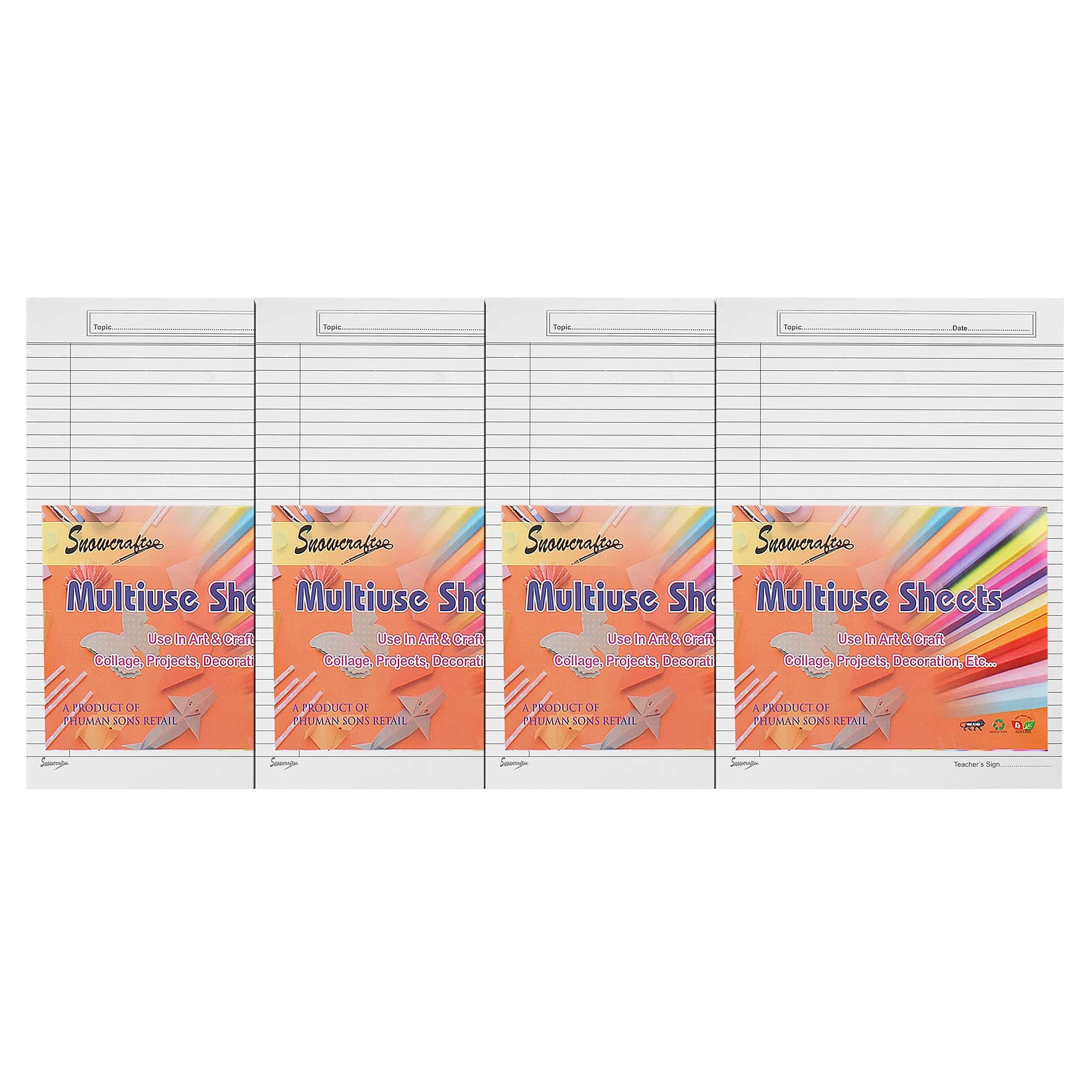 A4 Size One Side Ruled Sheet for Project/Assignment/Practical/Homework (Pack of 100 sheets)