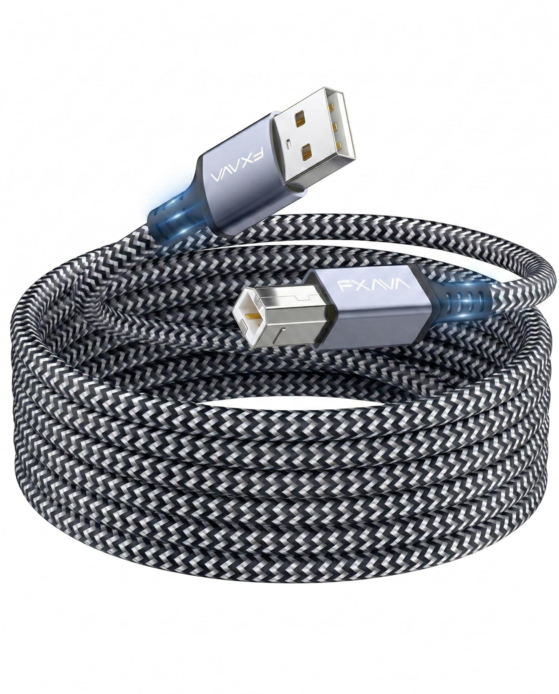 10ft USB 2.0 Printer Cable, Nylon Braided Type A to B Scanner Cord Compatible with HP, Canon, Epson, Brother Devices