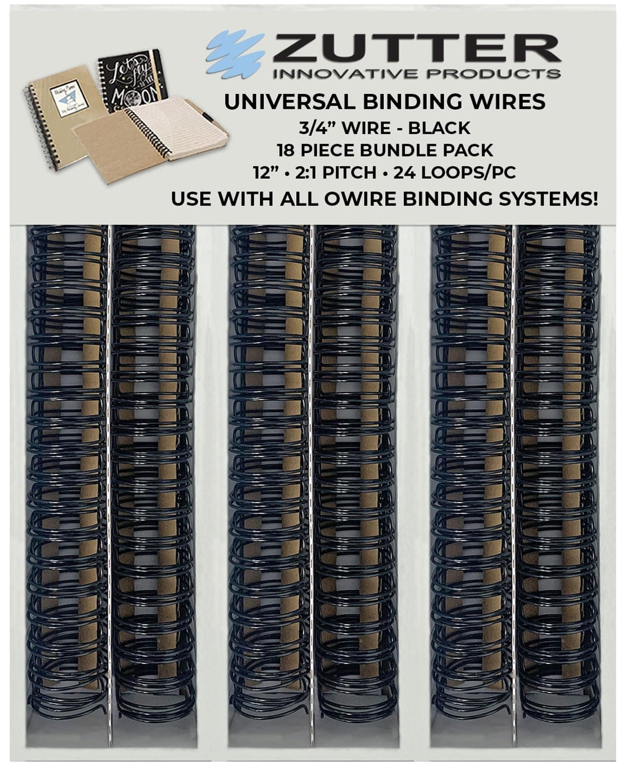 Binding Wires - Black Bundle Pack - Use with Any and All owire Binding Systems! (Zutter Binding Wires 3/4" - Black 18 Piece Bundle Pack)