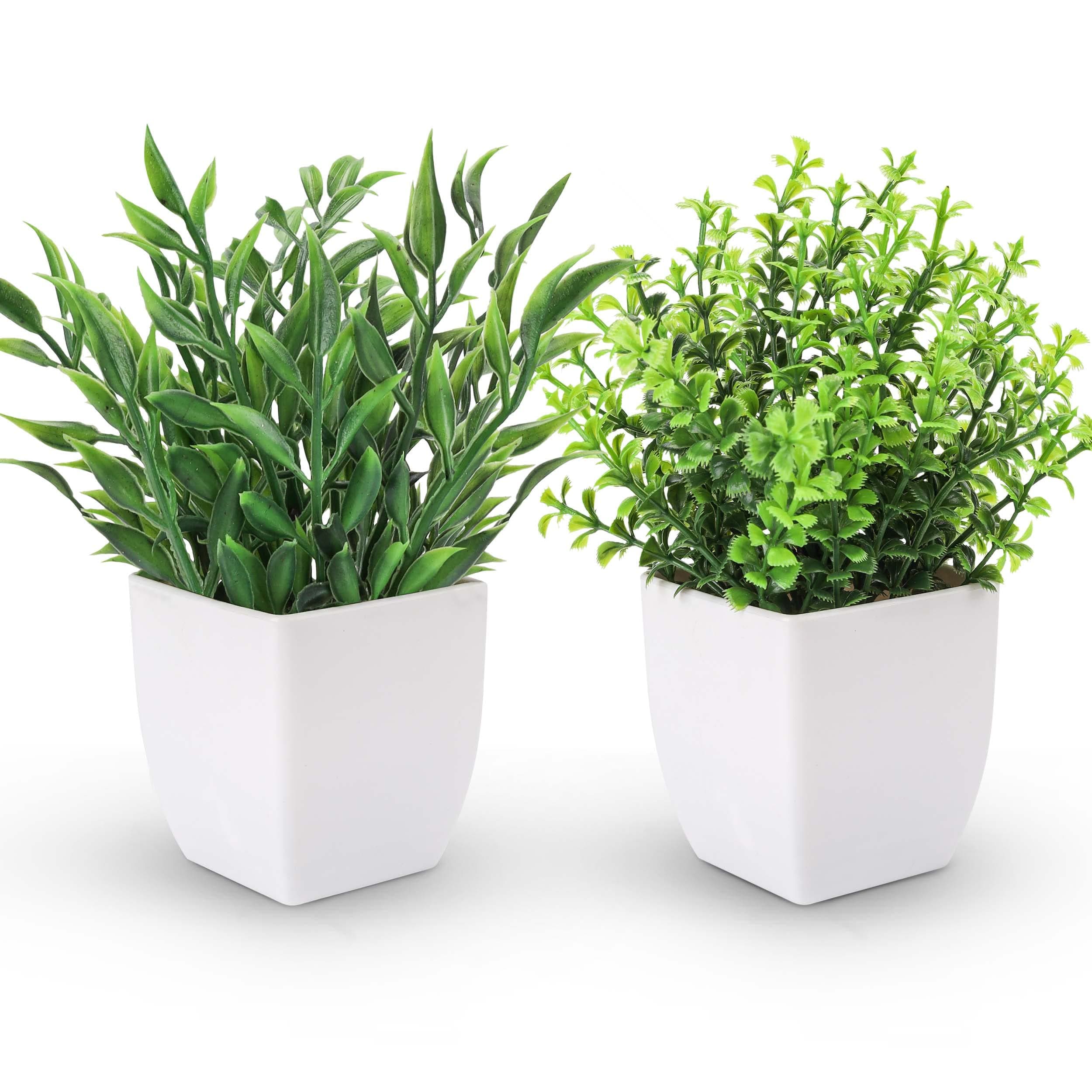 2 Pack Fake Plants Mini Artificial Greenery Potted Plants for Home Decor Indoor Office Table Room Farmhouse