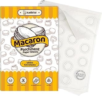 Katbite 100 Macaron Parchment Sheets Template Baking, Cookie Parchment, Printed Circle Baking Stencil for Macaron Cookie, 12x16 In, Non-Stick & Heavy Duty, Pre-cut Paper for Chicken Pizza French Fry
