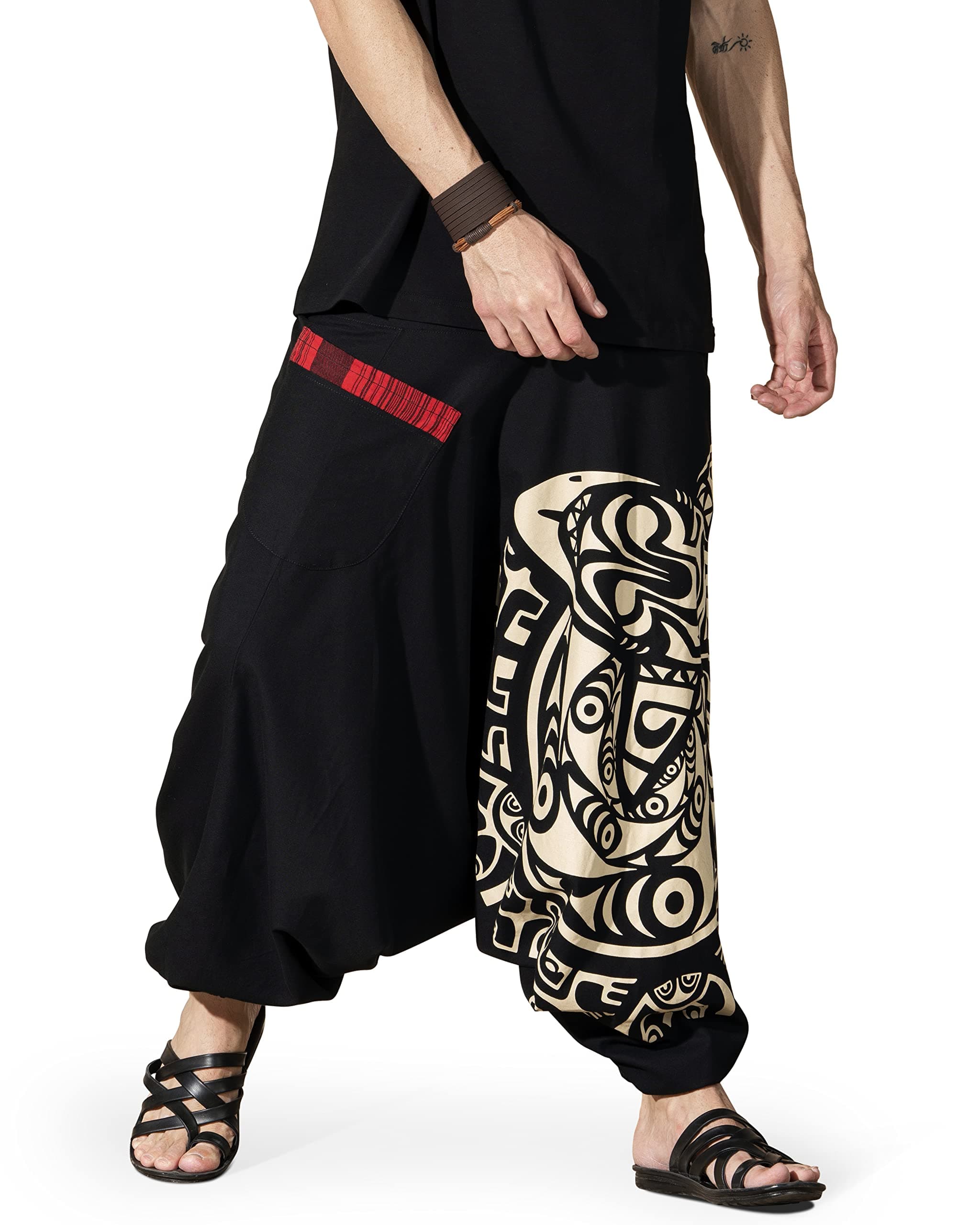 Boho Pants Elastic Ankle Harem for Men, Oversized Exercise Pajama Jogger Loose Boho Aladdin Pant