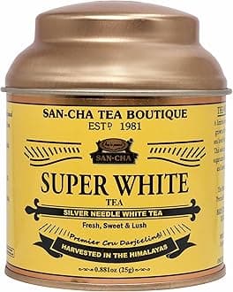 Sancha Tea Boutique, Super White Tea, 25g Silver Needle White Tea Buds, Rare Loose Leaf White Tea from Darjeeling, Himalayan Harvest