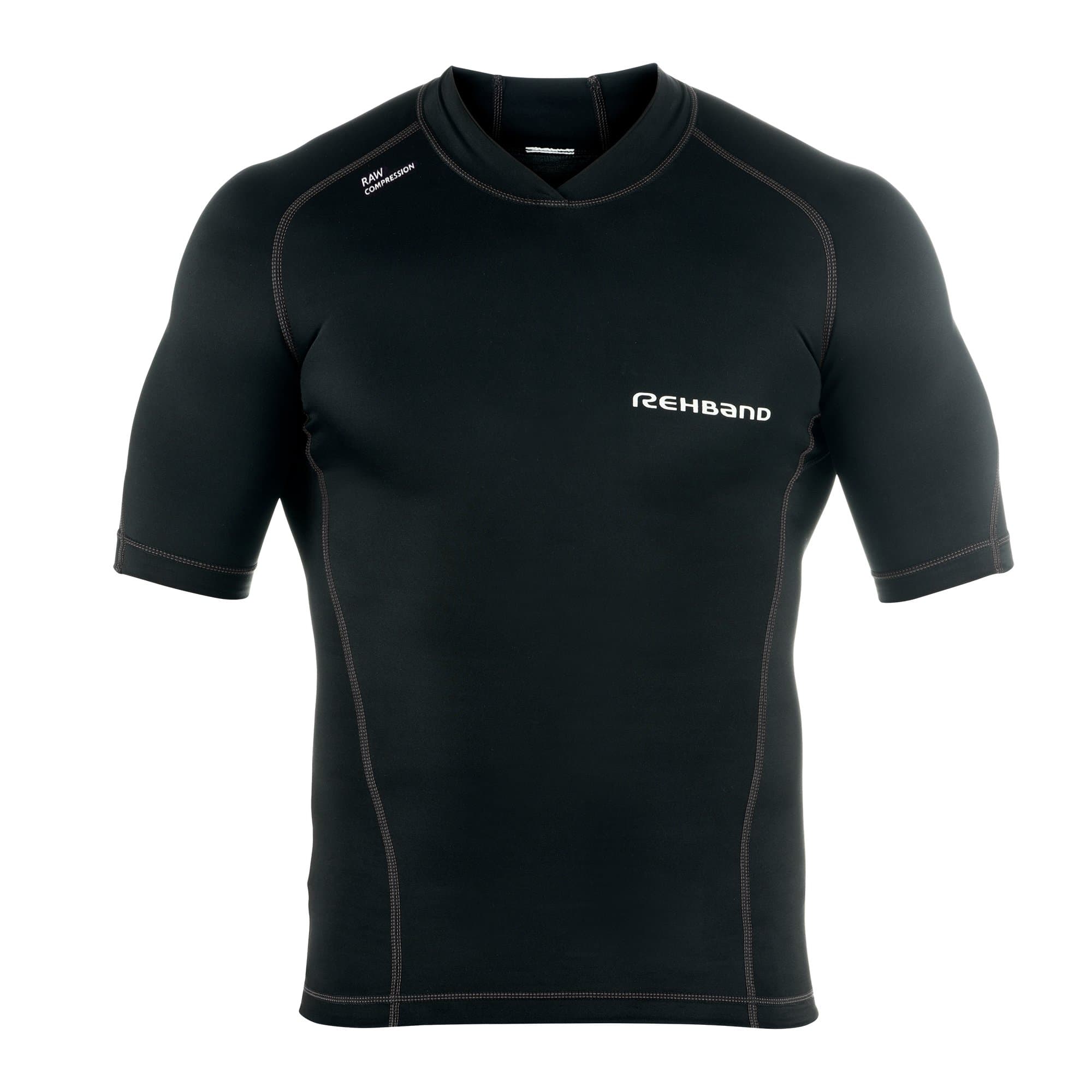 Rehband Men's Raw Compression Short Sleeve Top-Black, Medium
