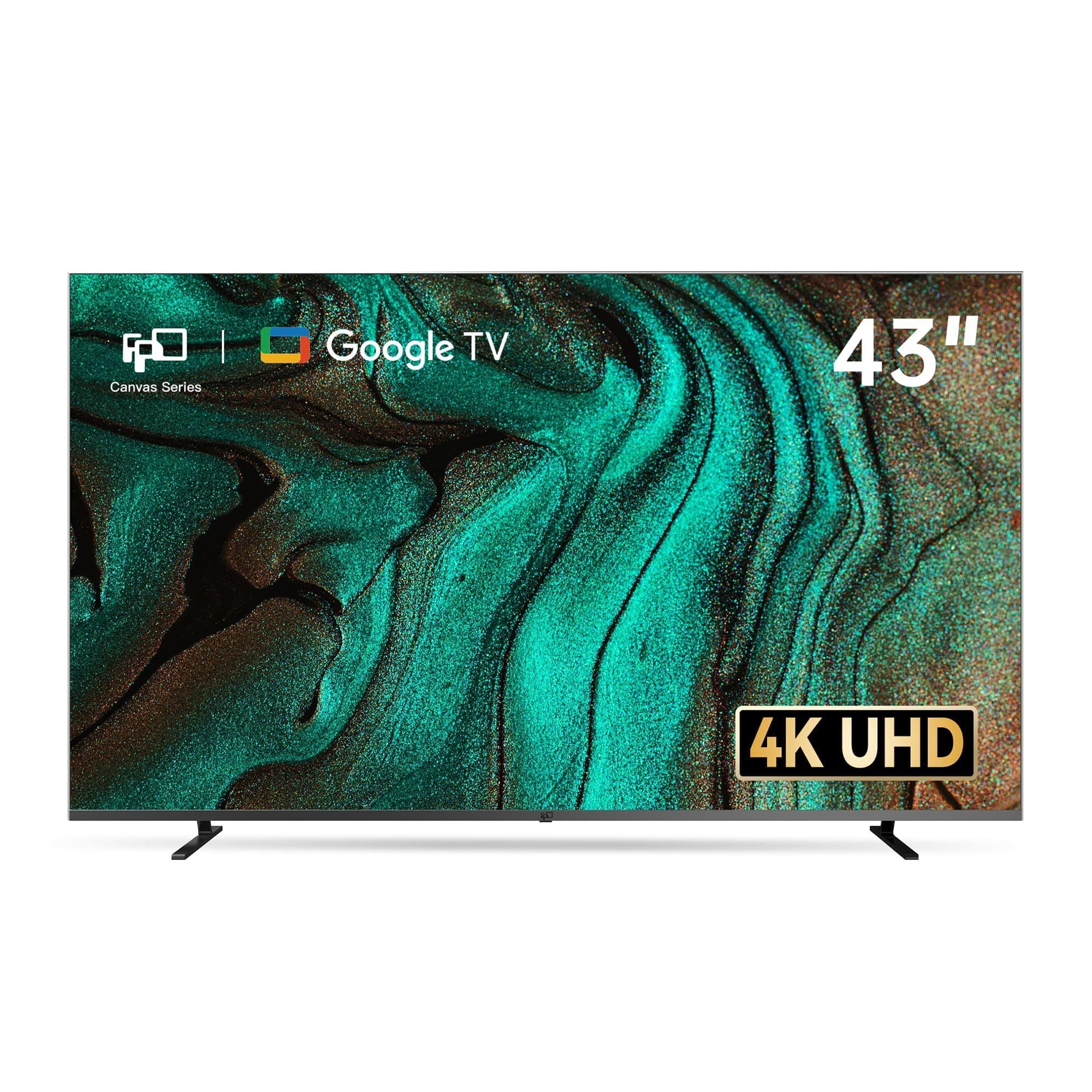 FPD 43 Inch Smart TV, 4K UHD LED Flat Screen Google TV with Google Cast, Bluetooth, HDMI, Streaming Live, HDR 10, Dolby Vision, Ultra Slim Television(Canvas-Series, CG43-C3, 2026)