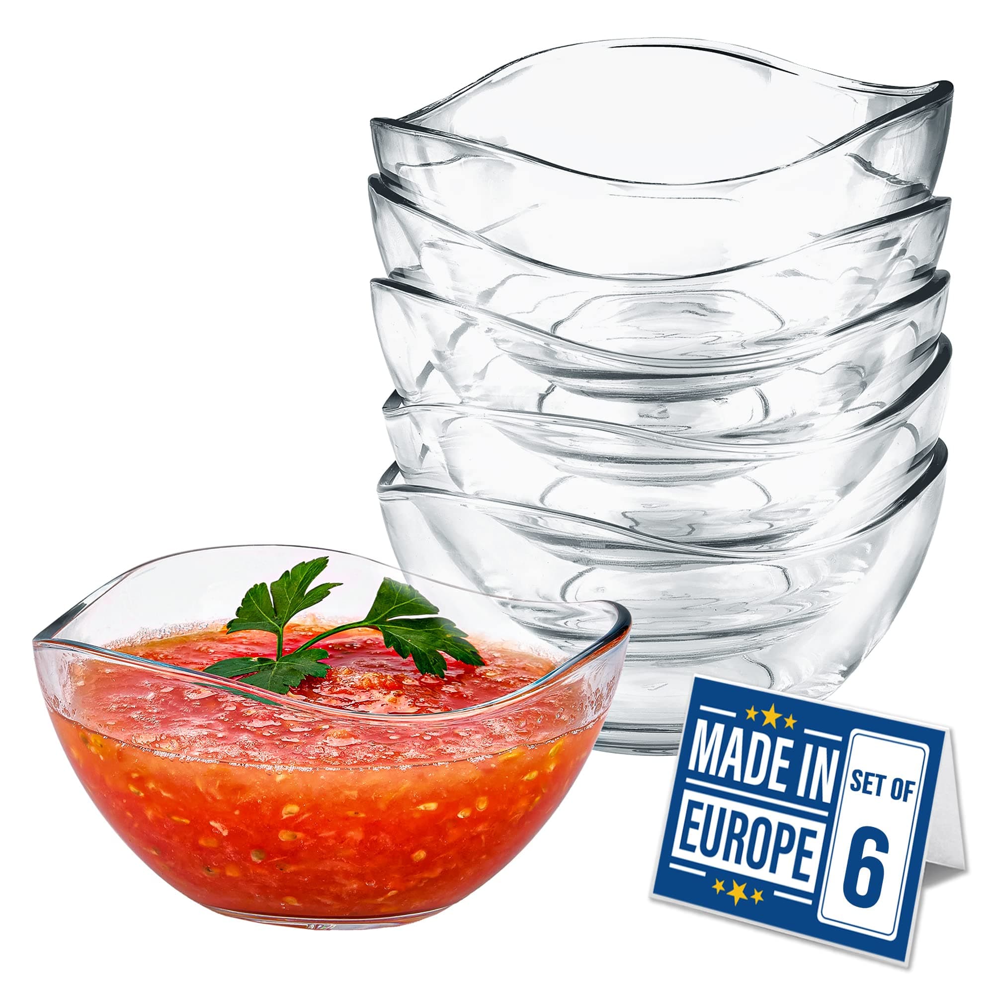 CRYSTALIA Premium Quality Stackable Glass Dessert Bowls