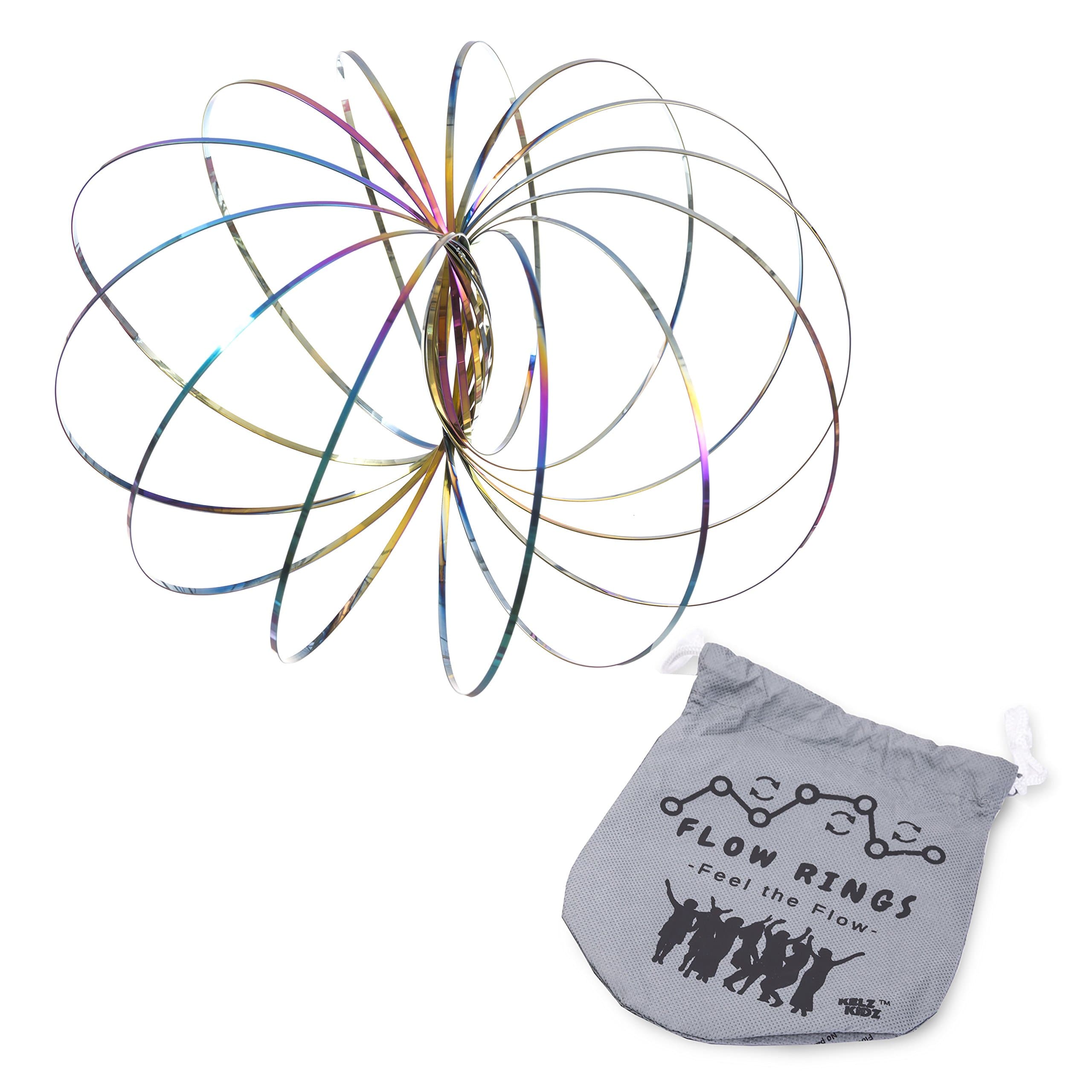 Kinetic 3D Arm Flow Rings - Spring Bracelet Made from High Grade Stainless Steel (1 Pack Rainbow Colored)