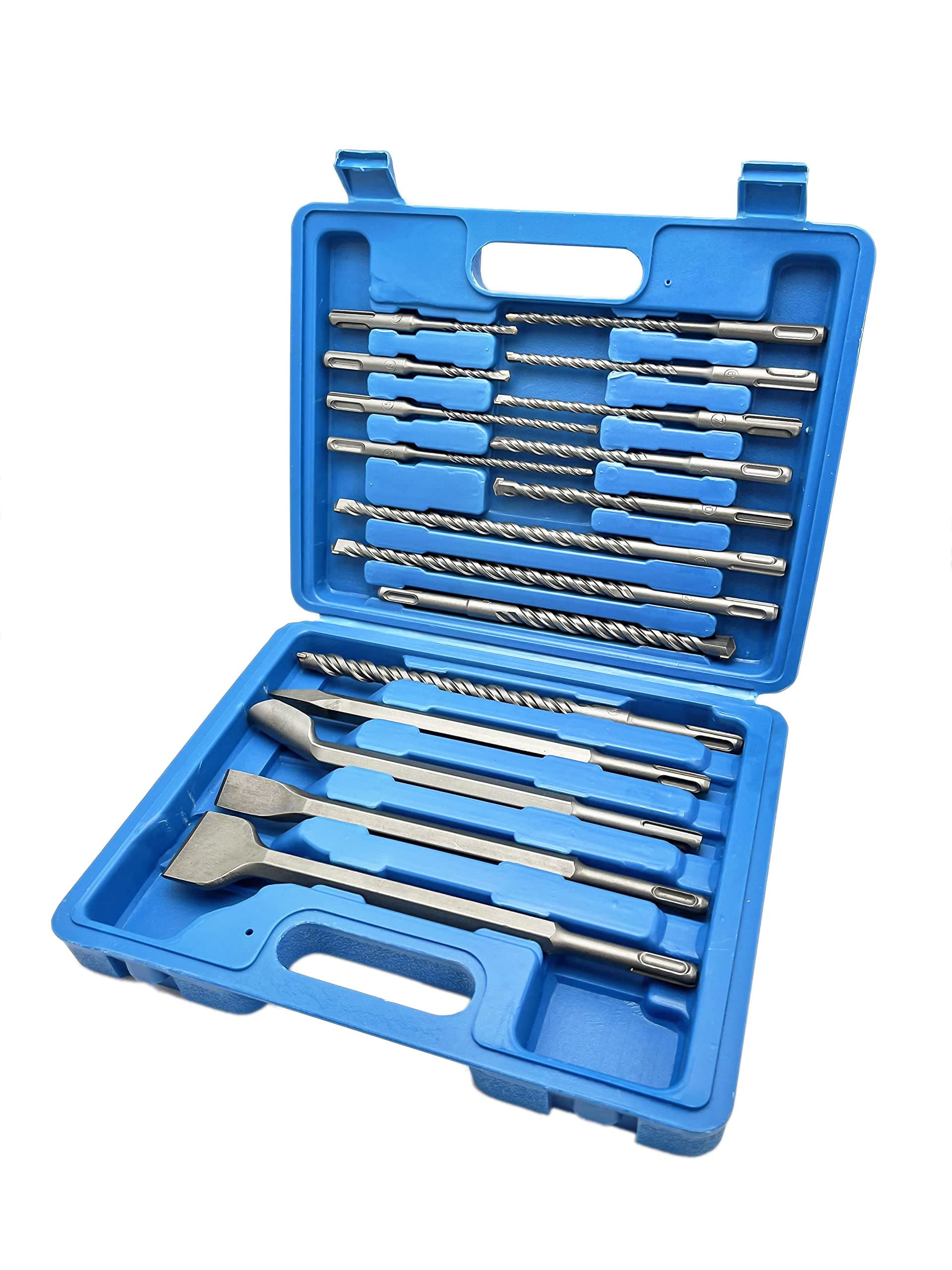 Rotary Hammer Drill Bits Set & Chisels SDS Plus Shank Concrete Masonry Hole Tool 17pcs with Storage Case 40Cr Steel Drill Bit Set